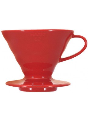 Пуровер Hario V60 02 красный керамический для заваривания кофе на 1-4 чашки 