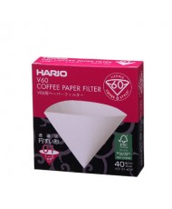 Бумажные белые фильтры V60 для пуровера 01 Hario, 40 шт 